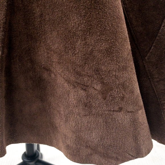 Vintage 90s M Suede Boho Midi Leather Skirt Brown - Picture 6 of 9
